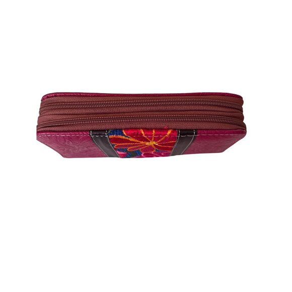 Tooled with floral  tapestry embroidery synthetic leather wallet women with coin - Picture 4 of 11